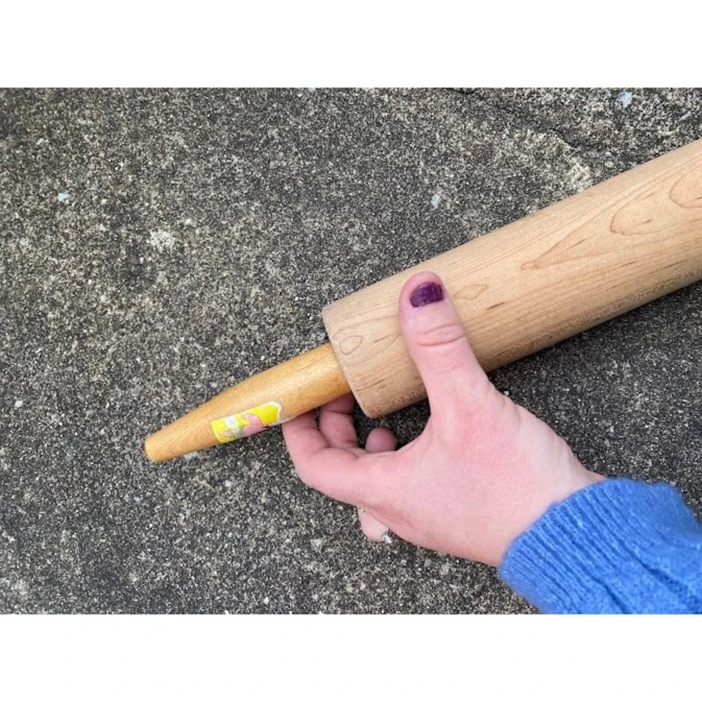 Vintage Style Hardwood Wooden Rolling Pin Natural Grain Tapered Handles‎